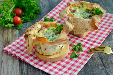 Eggs in pita bread in the oven