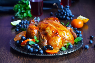 Golden-crusted chicken in caramel in the oven