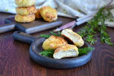 Chicken cutlets with cottage cheese in the oven