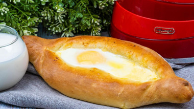 Khachapuri with egg in oven