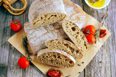 Ciabatta on rye sourdough at home in the oven