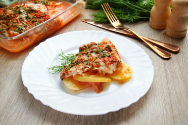 Sea fillet perch baked in the oven