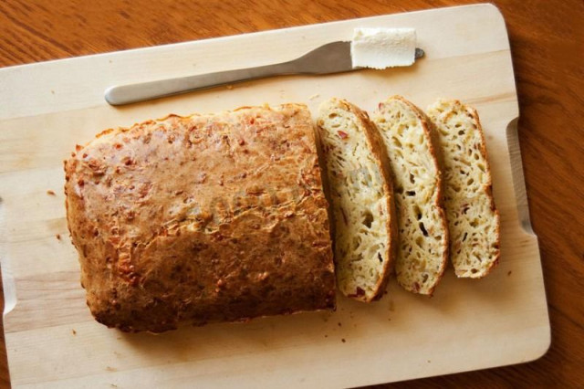 Cheese bread in the oven