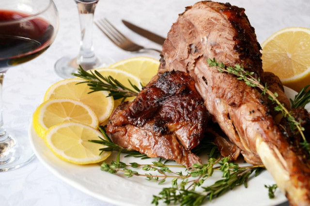 Turkey thigh in foil baked in the oven