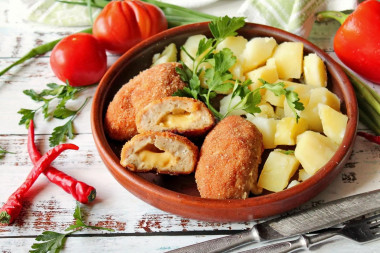 Chicken cutlets with cheese in the oven