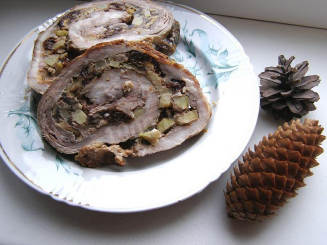 Pork brisket roll in the oven