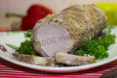 Pork carbonate in foil in the oven