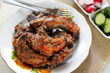 Barbecue pork ribs in the oven