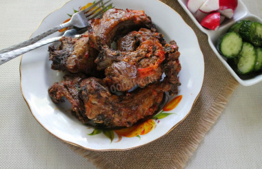 Barbecue pork ribs in the oven