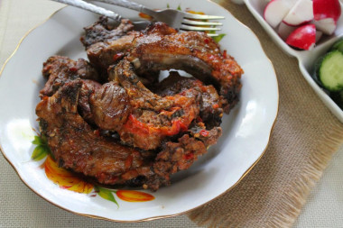 Barbecue pork ribs in the oven