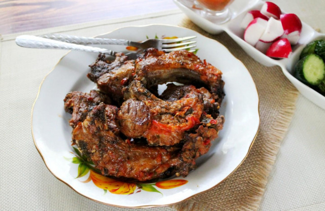 Barbecue pork ribs in the oven