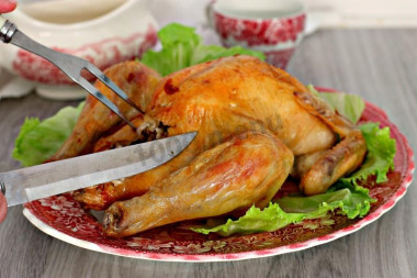 Chicken stuffed with buckwheat in the oven