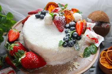 Almond flour cake with coconut chips