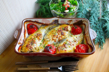 Pollock with mustard baked in the oven