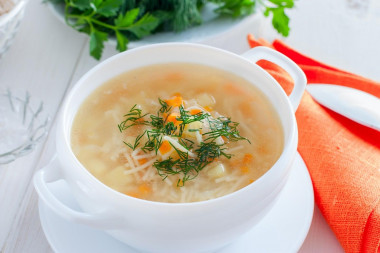 Chicken soup with noodles and potatoes