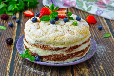 Airy cottage cheese sponge cake with cocoa in the oven