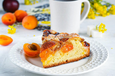 Fruit pie with apricots in the oven