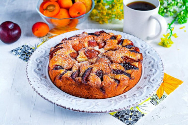 Fruit pie with apricots in the oven