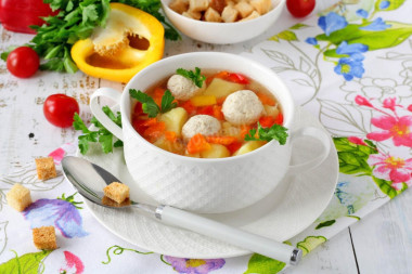 Soup with chicken meatballs