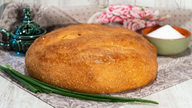 Natural homemade yeast bread in the oven