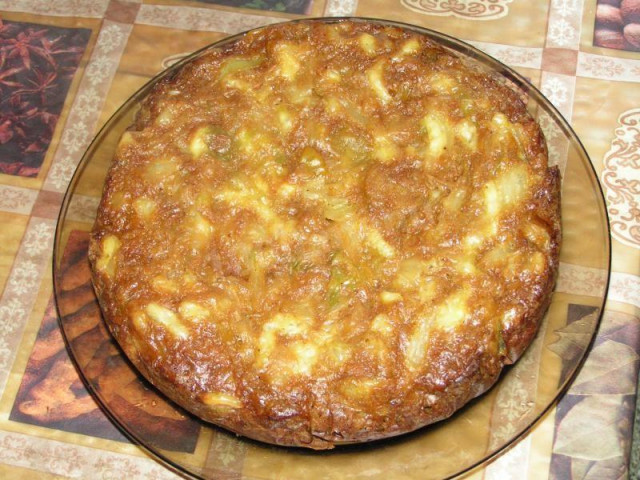 Cabbage charlotte with mushrooms in the oven