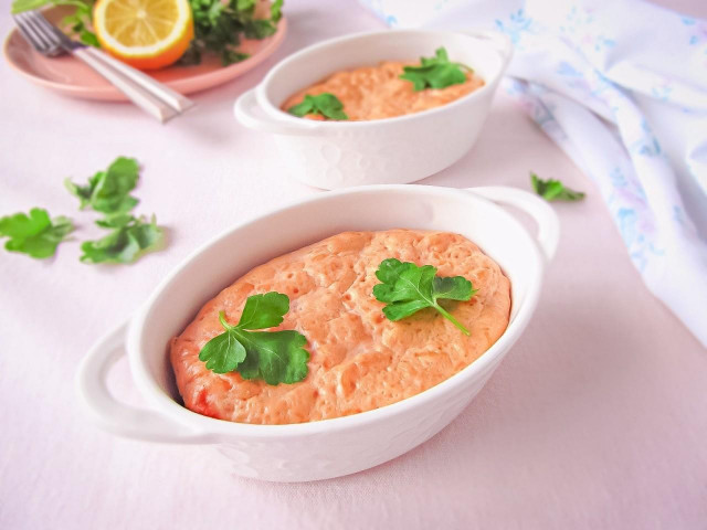 Red fish souffle in the oven