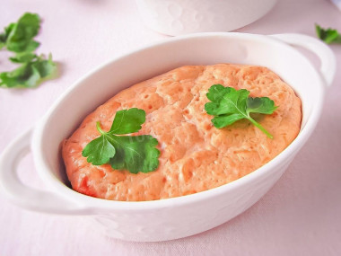 Red fish souffle in the oven