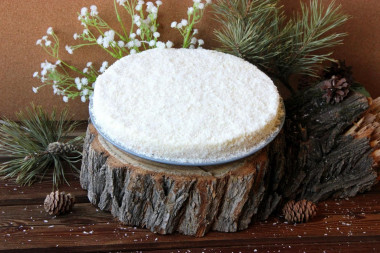 Cake with cream cheese cream and coconut chips