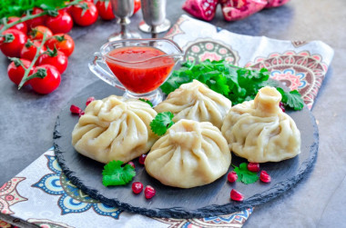 Homemade khinkali in Georgian