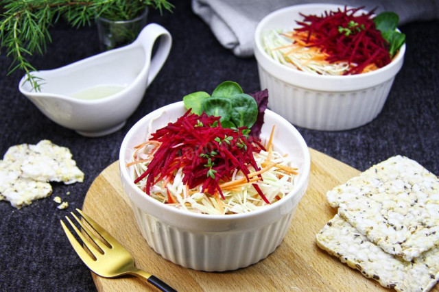 Fresh beetroot carrot and cabbage salad