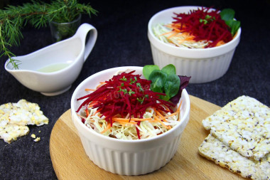 Fresh beetroot carrot and cabbage salad