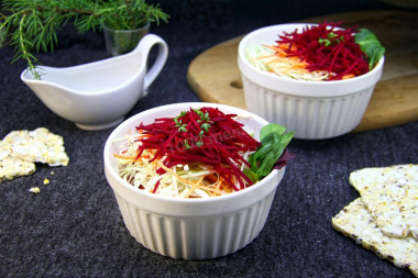 Fresh beetroot carrot and cabbage salad