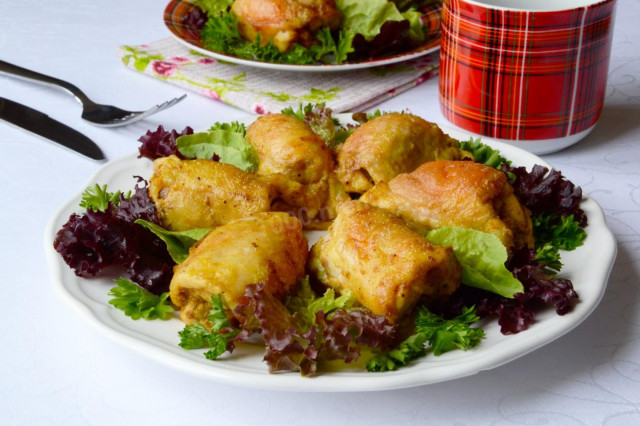 Chicken boneless thighs with mayonnaise in the oven