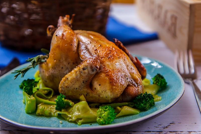 Whole gherkin chicken in the oven