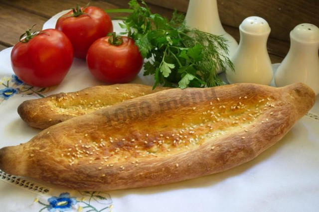 Homemade yeast pita bread in the oven