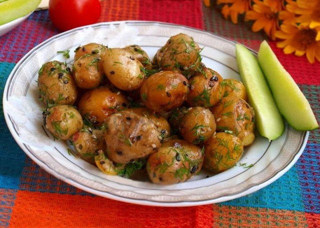 New potatoes baked in the oven