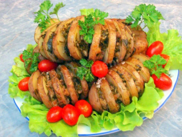 Baked potatoes with mushrooms for the New Year