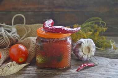 Pickled cucumbers with chili ketchup