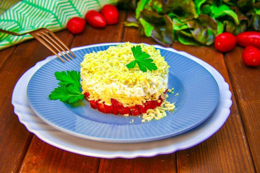 Salad with tomatoes, cheese and eggs