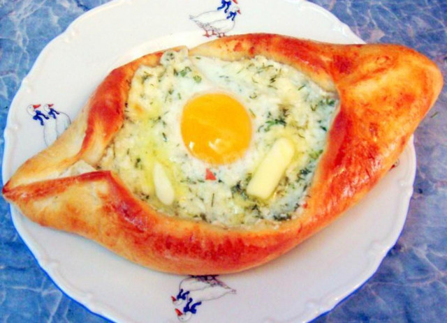 Khachapuri boat in Adjara with egg