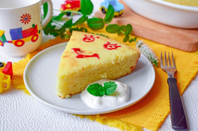 Children's cottage cheese casserole with semolina