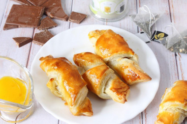 Croissants with chocolate puff pastry