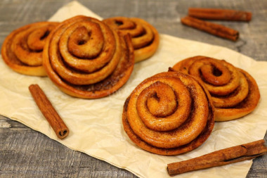 Snail buns with cinnamon and sugar