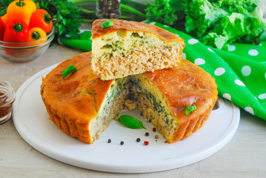 Aspic pie with meat on kefir