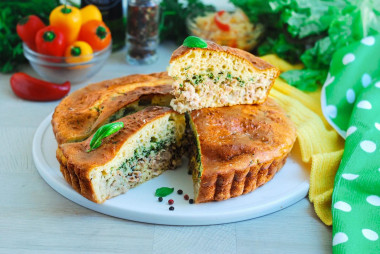 Aspic pie with meat on kefir