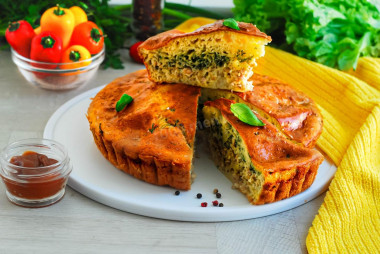 Aspic pie with meat on kefir