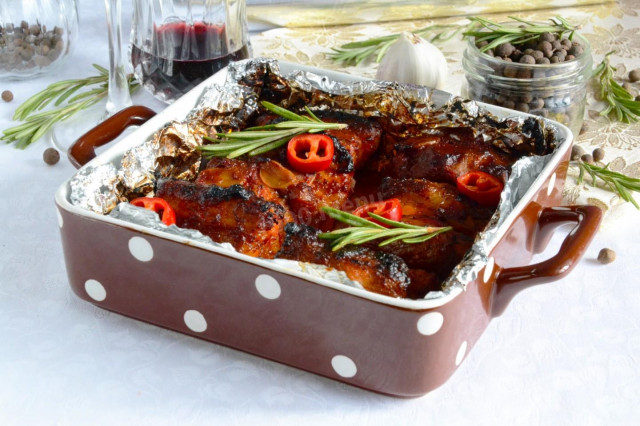 Pork ribs in foil