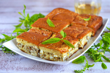 Aspic pie with rice and canned fish