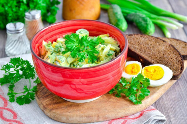 Salad of fresh cucumbers and eggs