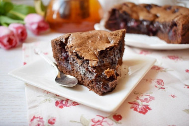 Brownie with chocolate cherries